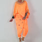 Poncho Shirt mit Leo Print - neonorange