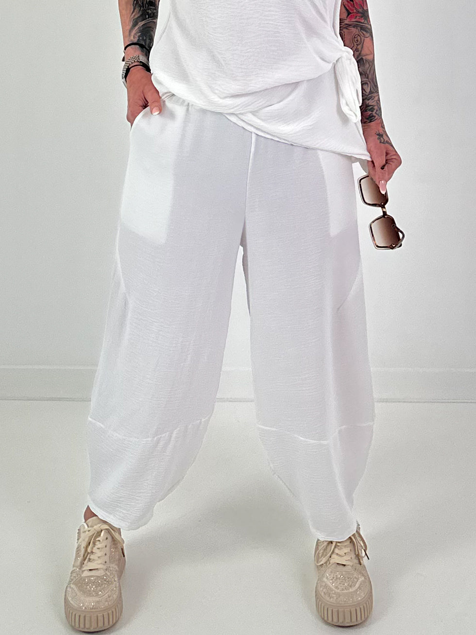 Lightweight Balloon Trousers - white