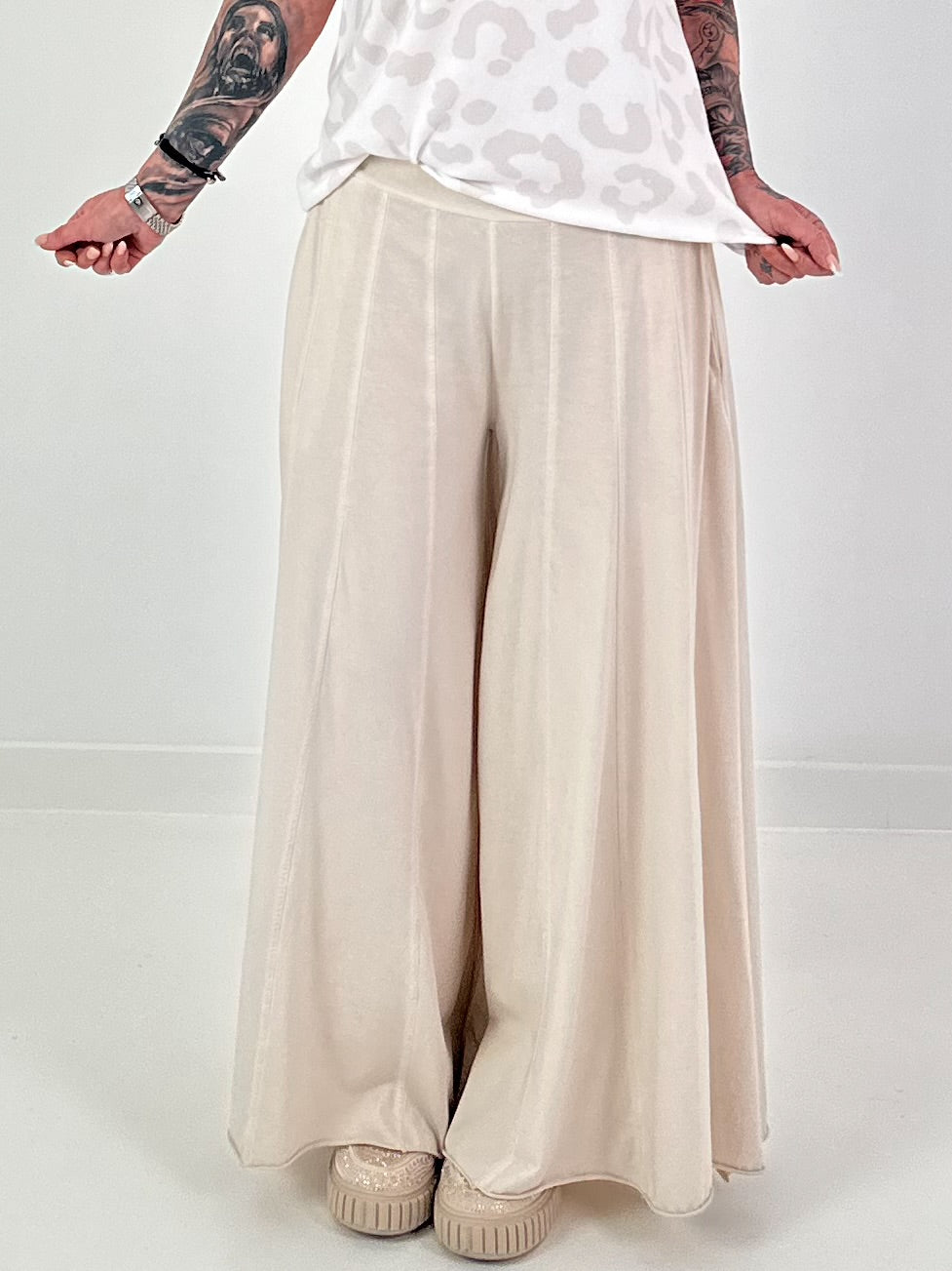 Sweat-Palazzo Hose - beige