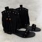 Boho Sandalen mit Fransen - schwarz