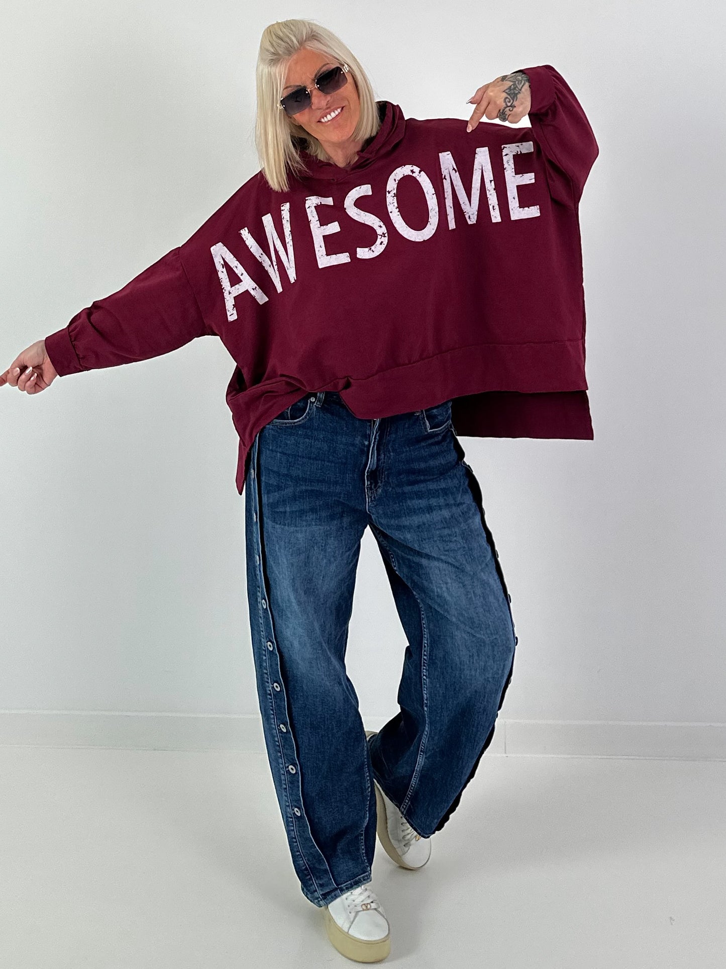 Oversized Hoodie Awesome - burgundy
