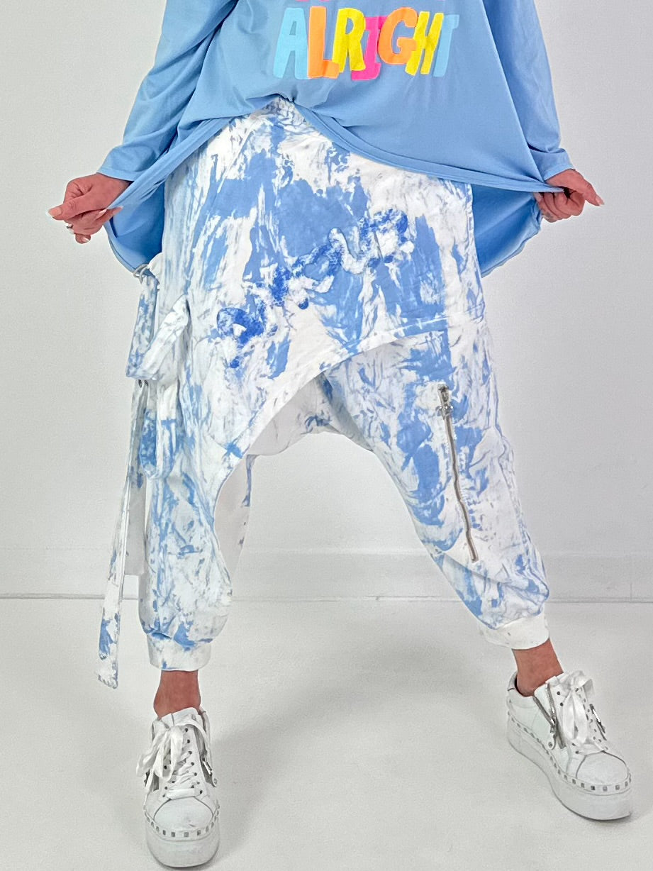 Batik-Baggy Amour - weiss-blau