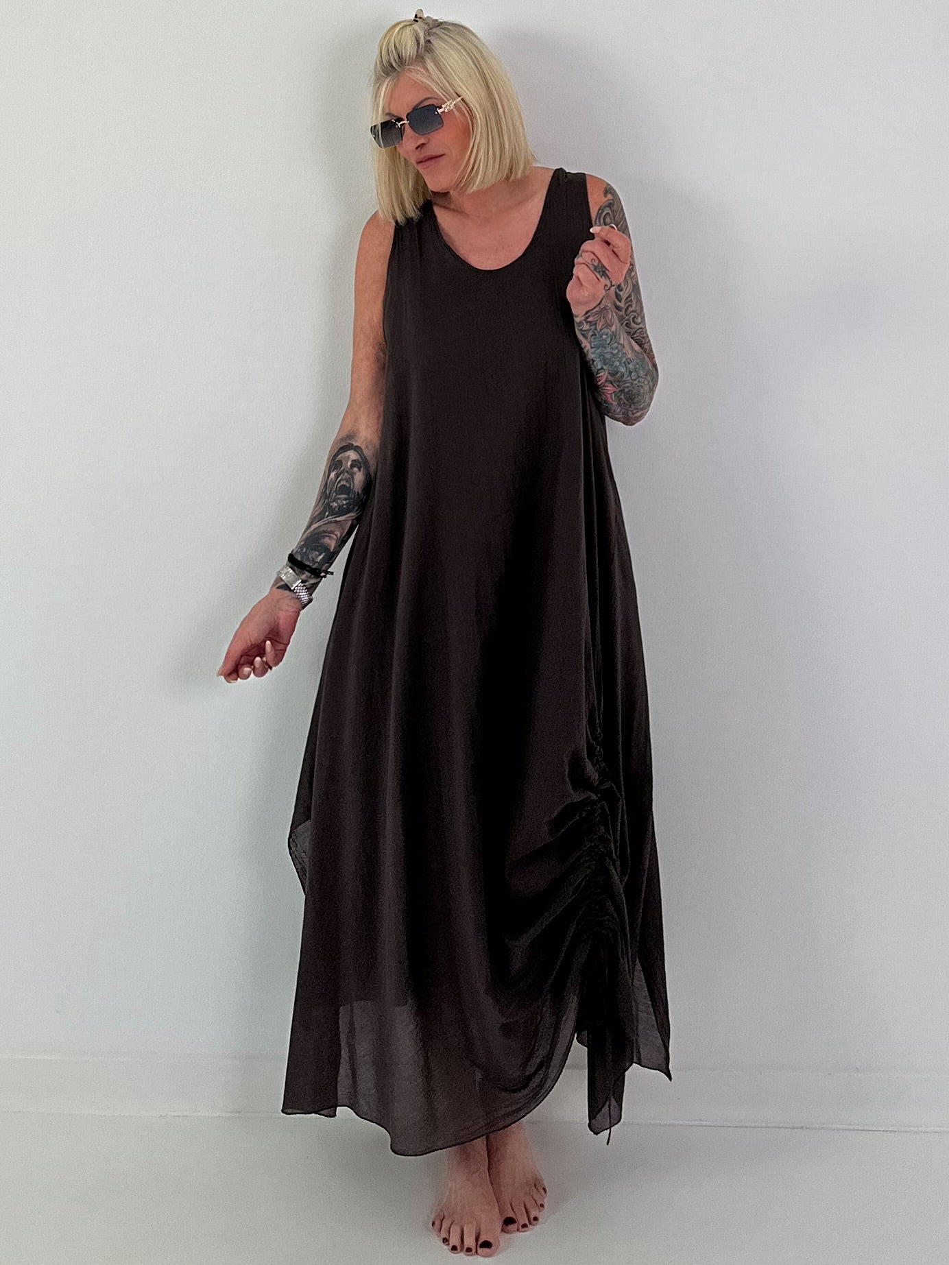 Sommerkleid mit Raff-Detail - schoko