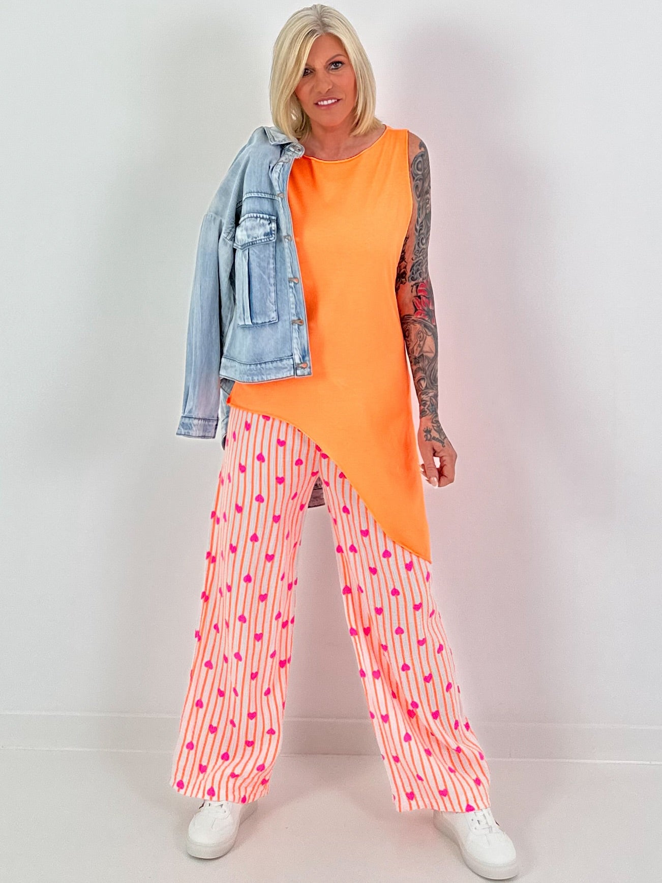 Oversized Jeansjacke mit Pattentaschen - denim