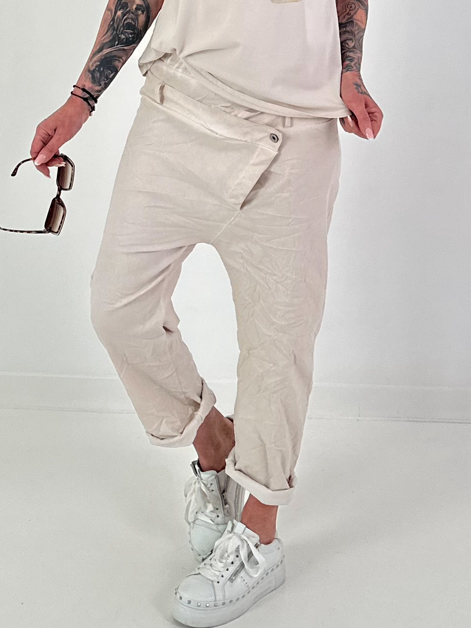 Baggy Hose im Layering Look - beige