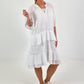 Kleid mit Unterziehtop und Volants - weiss