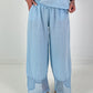Wide-leg linen trousers - light blue