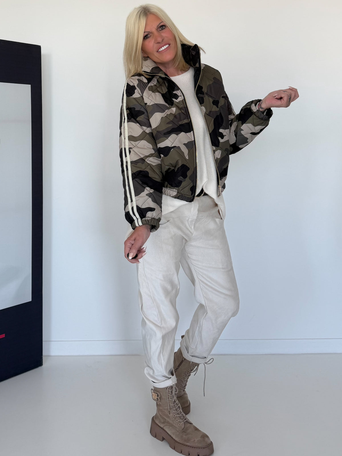 Bomberjacke im Camouflage-Look - oliv-beige-mehrfarbig