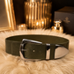 Stretch riem model "Blair" - olijf-zilver