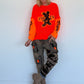 Grobstrickpullover mit Sweatärmeln - neonorange