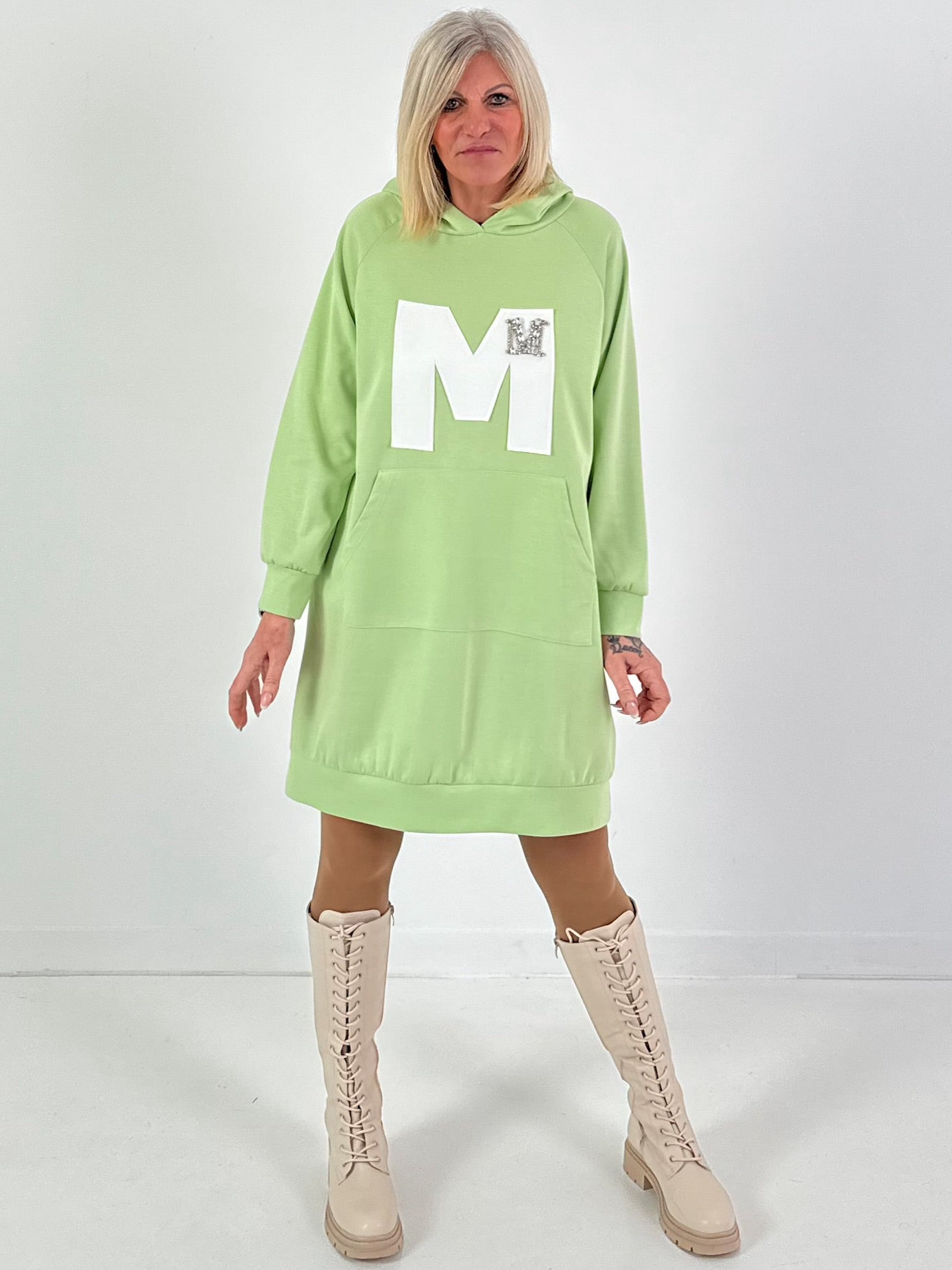Long Hoodie/Dress Model "Edition M" - lime green Long Hoodie/Dress Model "Edition M" - lime green