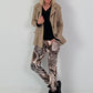 Hose in Wildleder-Optik mit Animal Print - mehrfarbig