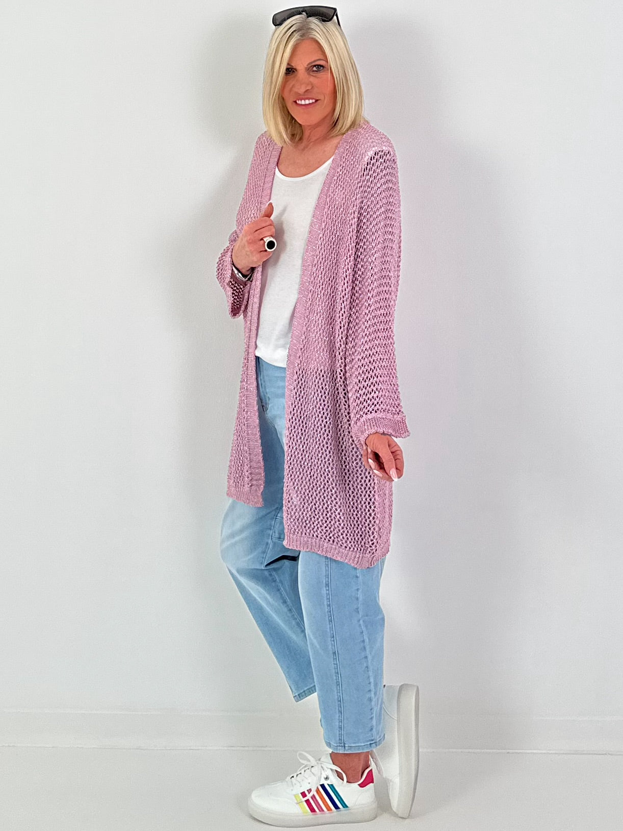 Häkeljacke mit Lurex - rosa