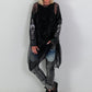 Stylish Long Mesh Shirt with Skull Details - black