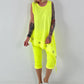 Capri Hose mit Bindeband - neongelb