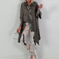 Oversized asymmetric blouse with tie - chocolate