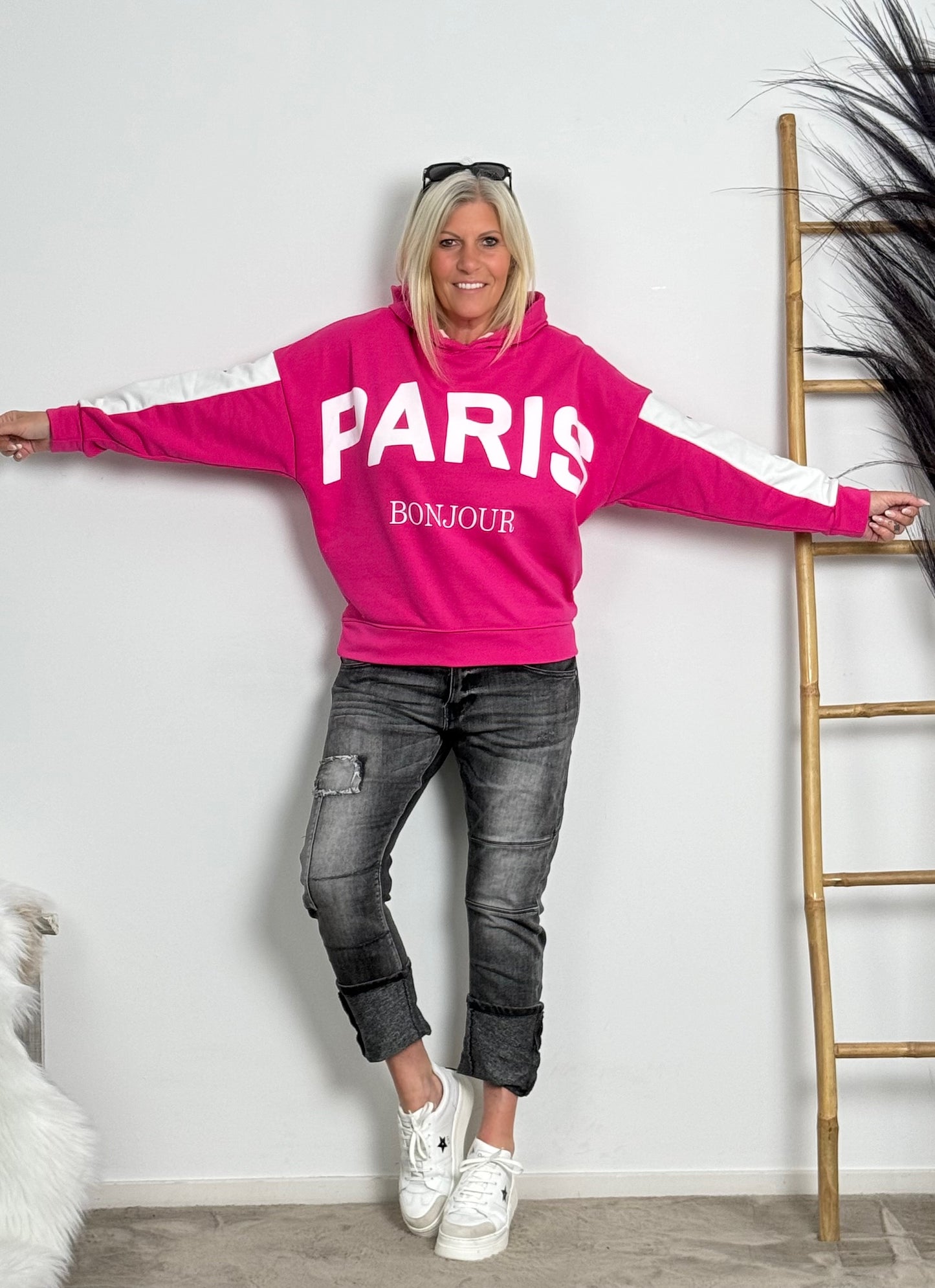 Hoodie "PARIS" - pink-white