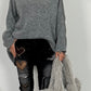 Oversized Strick Hoodie "Olivia" - grau