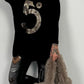 Oversized sweater "5" - black