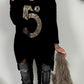 Oversized sweater "5" - black