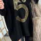 Oversized sweater "5" - black