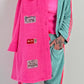 Boucle coat with patches model "Style" - pink