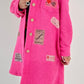 Boucle coat with patches model "Style" - pink