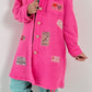 Boucle coat with patches model "Style" - pink