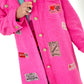 Boucle coat with patches model "Style" - pink