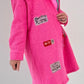 Boucle coat with patches model "Style" - pink