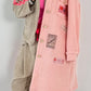 Boucle coat with patches model "Style" - pink