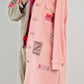 Boucle coat with patches model "Style" - pink