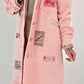 Boucle coat with patches model "Style" - pink