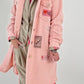 Boucle coat with patches model "Style" - pink