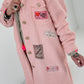 Boucle coat with patches model "Style" - pink