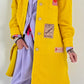 Boucle coat with patches model "Style" - yellow