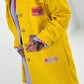 Boucle coat with patches model "Style" - yellow