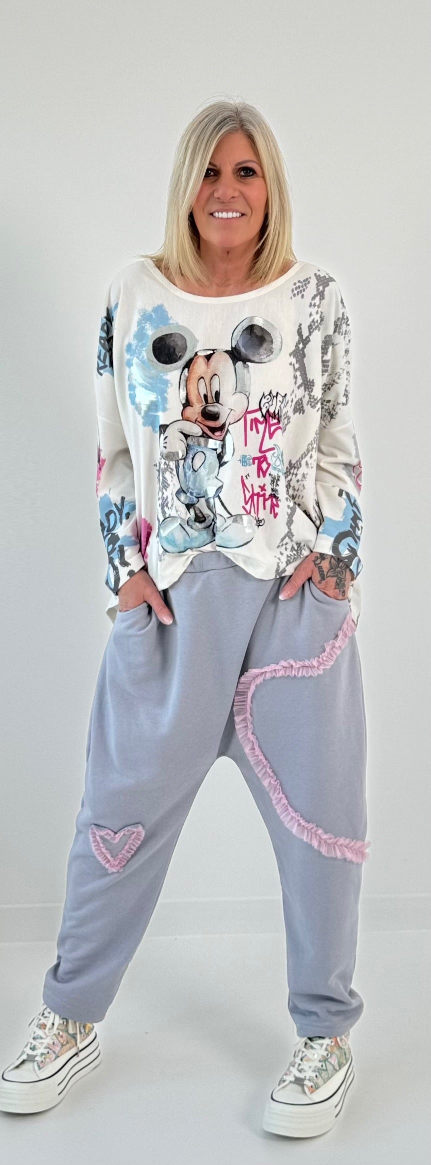 Sweatshirt model "Mickey" - white-multicolored