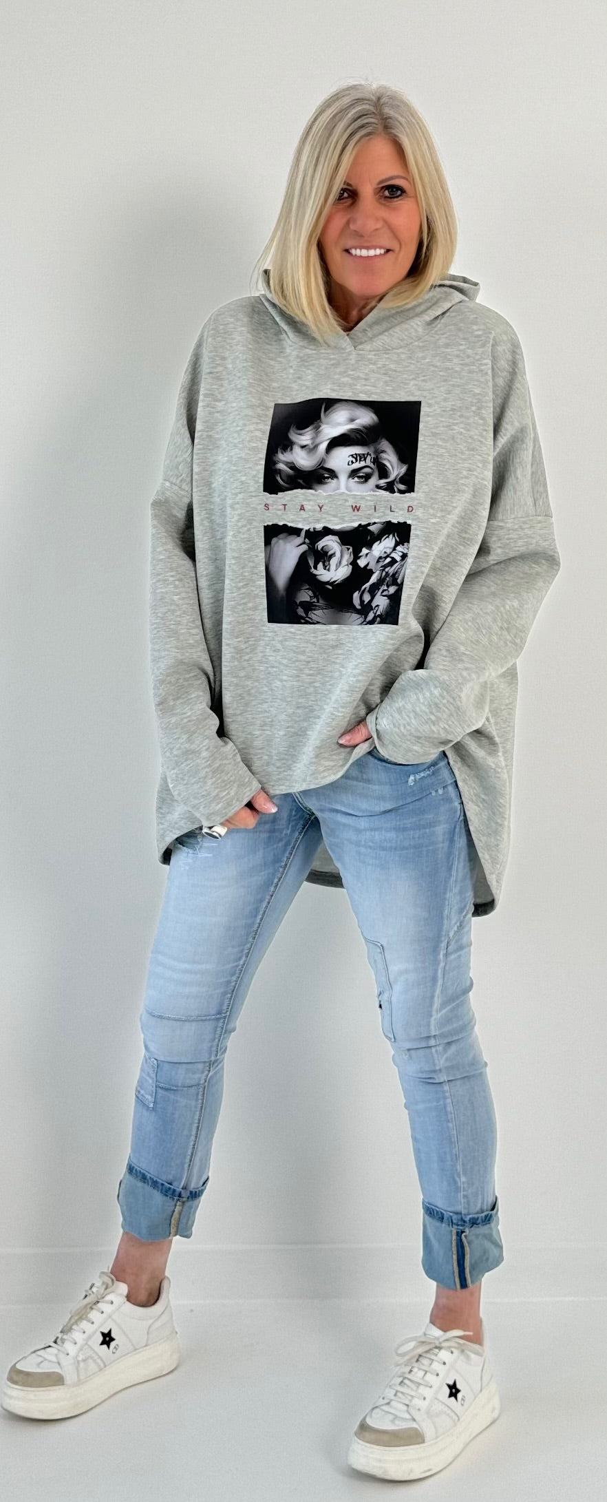 Hoodie model "Stay Wild" - gray