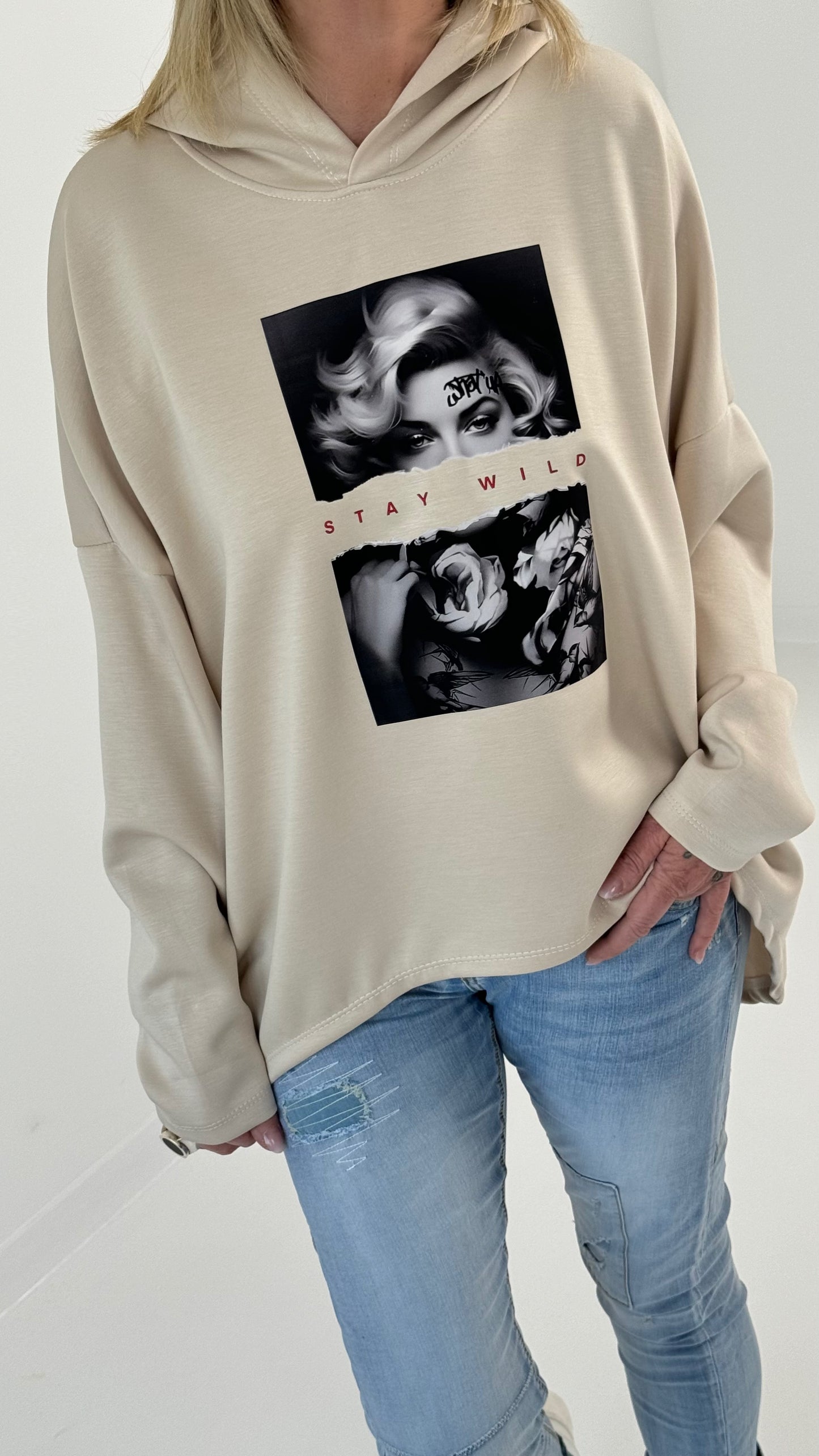 Hoodie Modell "Stay Wild" - beige