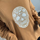 Oversized Langarm Shirt "Skull" - camel