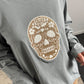 Oversized Langarm Shirt "Skull" - grau