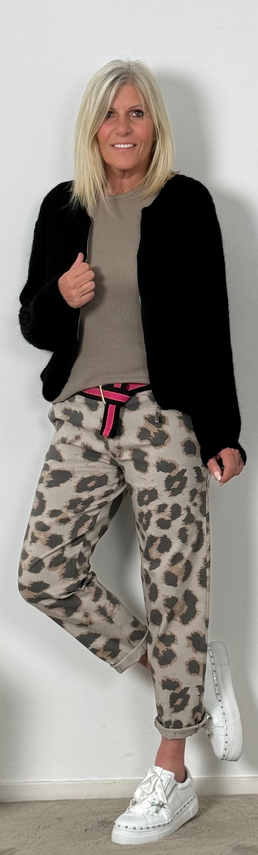 Broek met riem "Malea" - taupe