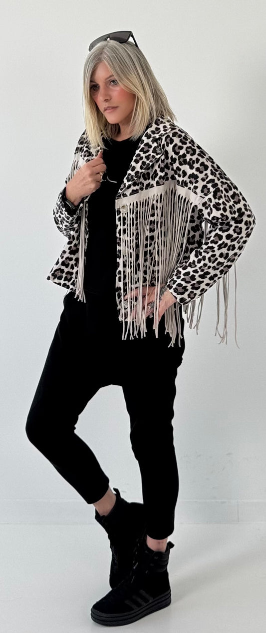 Sweatshirtjas model "Desert Queen" - beige-leo