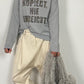 Shirt with Leo print and glitter stones "Often copied Never equaled" - grey