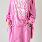 Oversized Shirt mit Nieten und Strasssteinen Modell "Paris" - candy-rosa