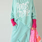 Oversized Shirt mit Nieten und Strasssteinen Modell "Paris" - watergreen