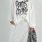 Oversized Shirt mit Nieten und Strasssteinen Modell "Paris" - weiss