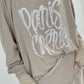 Oversized Shirt mit Nieten und Strasssteinen Modell "Paris" - beige