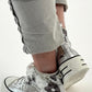 High Sneaker mit Plateau Sohle Modell "Flower" - silber